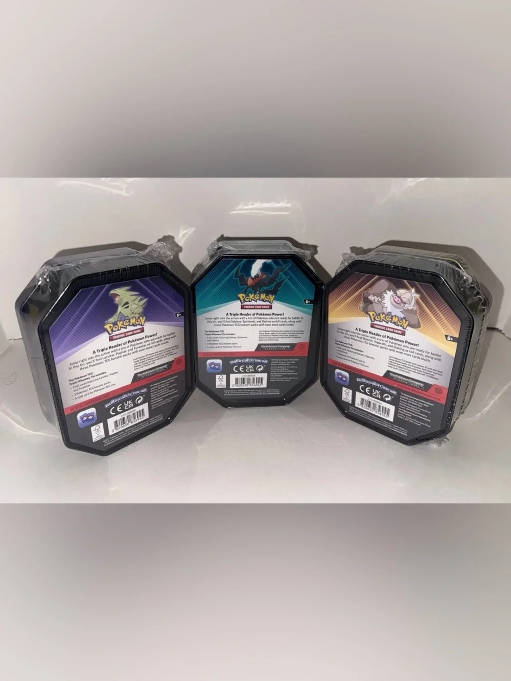 Pokemon TCG Exclusive Triple Whammy Tin Set Collector Tins Set of 3 Sealed.